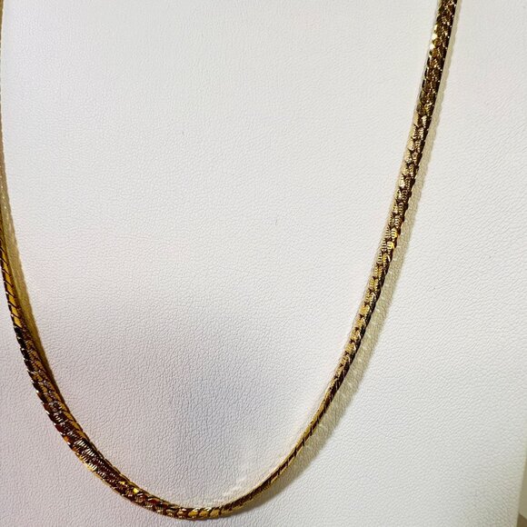 Vtg '55 UnisexTextured Flat Chain Necklace 28" Length 3.42mm Trifari@ Trifanium - Picture 3 of 9